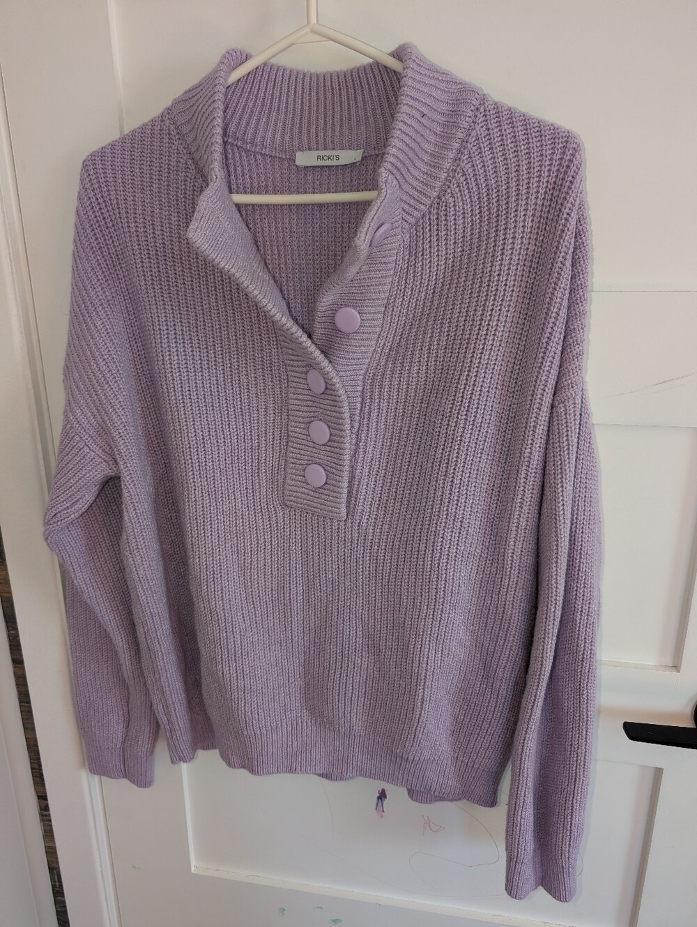 Ricki's Lavender Button-Placket Knit Turtleneck Sweater